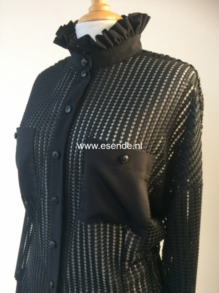 Bloes van  mesh black leather on tule