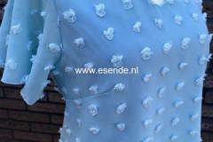 Transparante lichtblauwe 3D top met vlindermouw