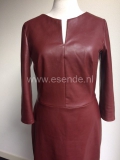 Bordeaux rode imitatie leren jurk