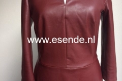 Bordeaux rode imitatie leren jurk