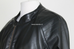 Imitatie leren jack met platliggend boordje