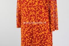 Designerjurk van transparant rode stof