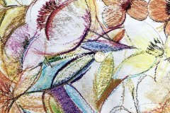 97% katoen 3% elastan met grote  bloemprint