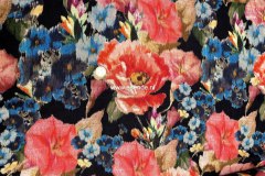 85% viscose, 15% wol bloemenprint